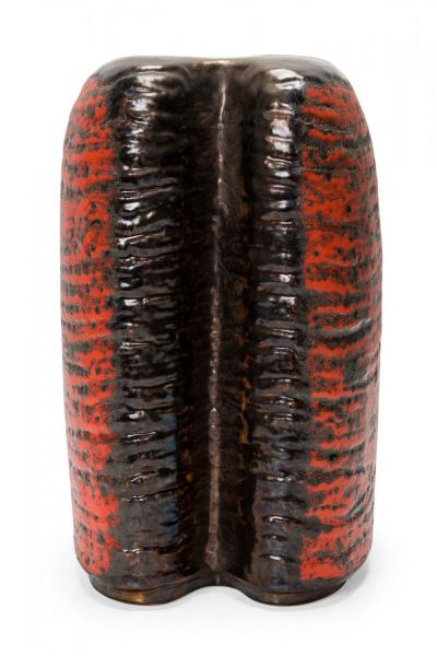 Carstens of T nnieshof West German Two Lobed Form Orange and Black Fat Lava Glaz