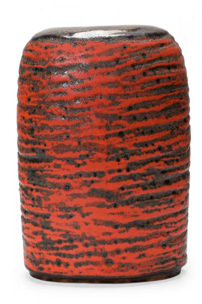 Carstens of T nnieshof West German Two Lobed Form Orange and Black Fat Lava Glaz