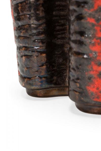 Carstens of T nnieshof West German Two Lobed Form Orange and Black Fat Lava Glaz