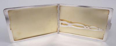 Cartier American Art Deco Sterling Silver 14k Gold Cigarette Case