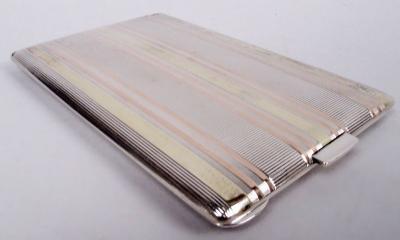 Cartier American Art Deco Sterling Silver 14k Gold Cigarette Case
