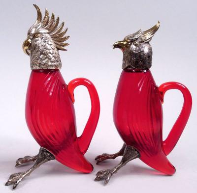 Cartier Funny Flamboyant Cockatoo Oil Vinegar Salad Dressing Pair