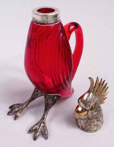 Cartier Funny Flamboyant Cockatoo Oil Vinegar Salad Dressing Pair