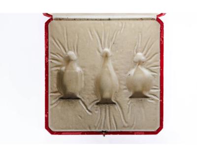 Cartier Silver Mounted Chinese Porcelain Snuff Bottles in Original Box