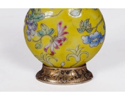 Cartier Silver Mounted Chinese Porcelain Snuff Bottles in Original Box