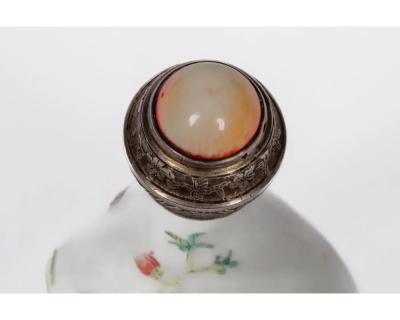 Cartier Silver Mounted Chinese Porcelain Snuff Bottles in Original Box