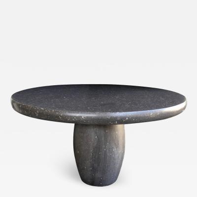 Carved Belgian Bluestone Round Dining Center Table with Barrel form Base