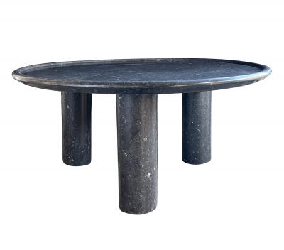 Carved Belgian Bluestone Round Tripod Coffee Table with Dish Top Customizable