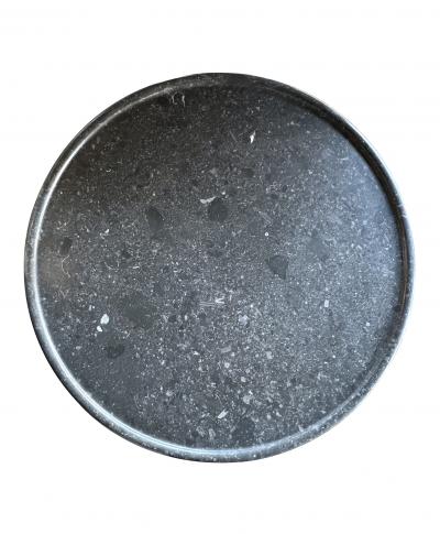 Carved Belgian Bluestone Round Tripod Coffee Table with Dish Top Customizable