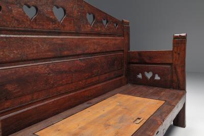 Carved Bench With Storing Space 19th Century