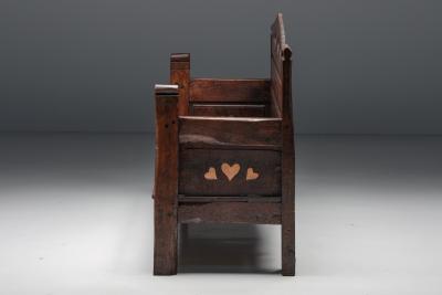 Carved Bench With Storing Space 19th Century