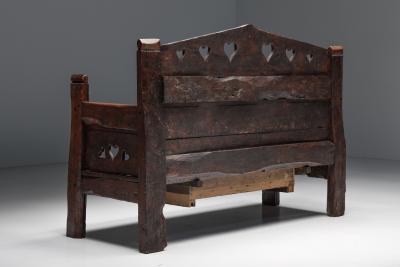 Carved Bench With Storing Space 19th Century