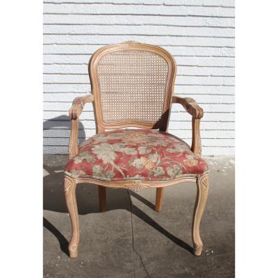 Carved French Style King Cane Back Chair