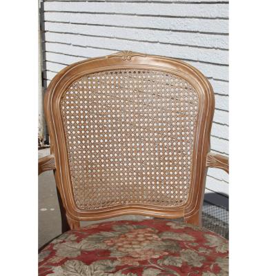 Carved French Style King Cane Back Chair