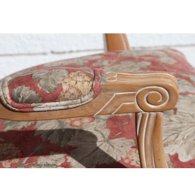 Carved French Style King Cane Back Chair