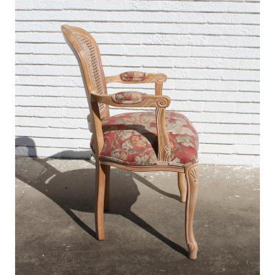 Carved French Style King Cane Back Chair