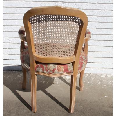 Carved French Style King Cane Back Chair