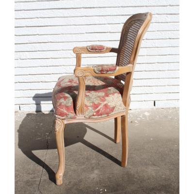 Carved French Style King Cane Back Chair