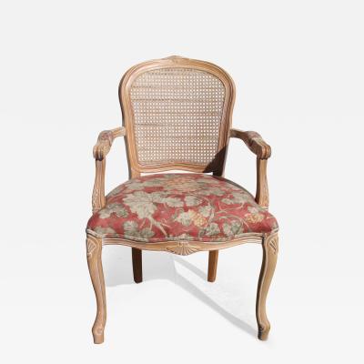 Carved French Style King Cane Back Chair