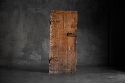 Carved Geometric Vernacular Pine Door Hautes Alpes France 19th Century