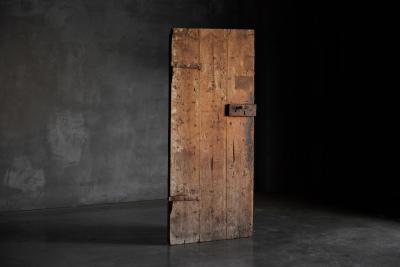 Carved Geometric Vernacular Pine Door Hautes Alpes France 19th Century