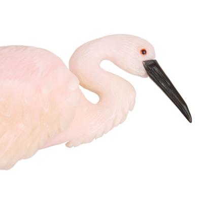 Carved Hardstone Egret in Rose Quartz and Hematite