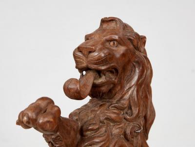 Carved Limewood Lion Rampant