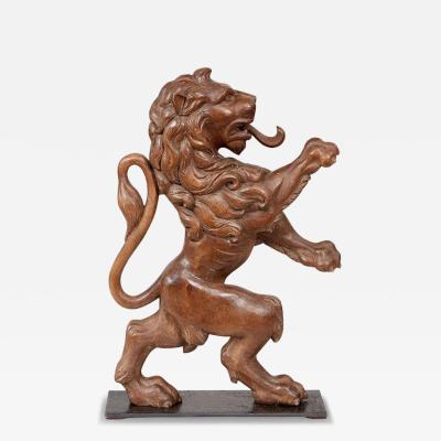 Carved Limewood Lion Rampant