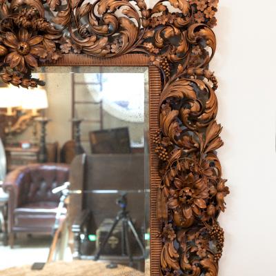 Carved Limewood Mirror Frame In The Manner Of Grindling Gibbons English ca1880 