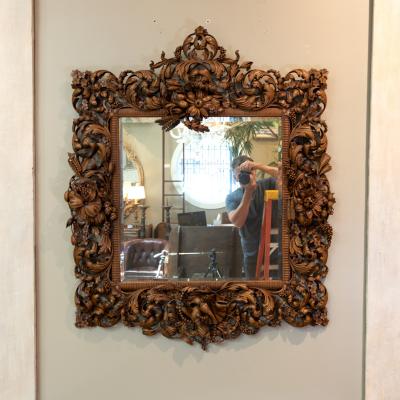 Carved Limewood Mirror Frame In The Manner Of Grindling Gibbons English ca1880 