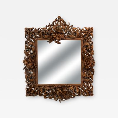 Carved Limewood Mirror Frame In The Manner Of Grindling Gibbons English ca1880 