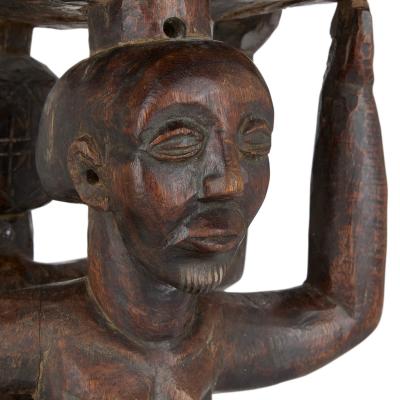 Carved Luba caryatid stool with human figures Democratic Republic of Congo