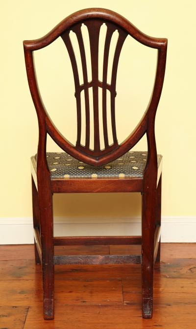 Carved Mahogany Hepplewhite Period Shield Back Side Chairs