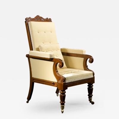 Carved Mahogany Mechanical Arm Chair