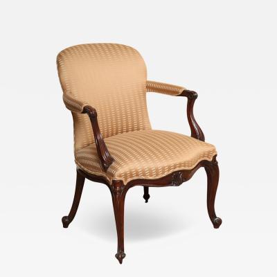 Carved Mahogany Open Armchair