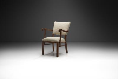 Carved Oak Accent Chair Europe 1930s