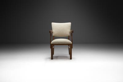 Carved Oak Accent Chair Europe 1930s