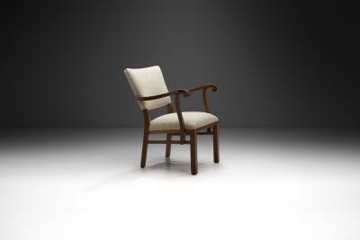 Carved Oak Accent Chair Europe 1930s