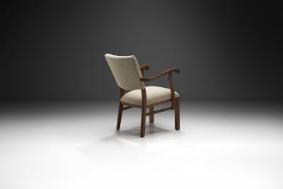 Carved Oak Accent Chair Europe 1930s