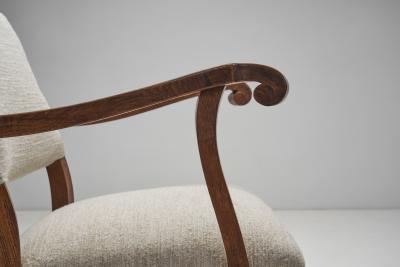 Carved Oak Accent Chair Europe 1930s