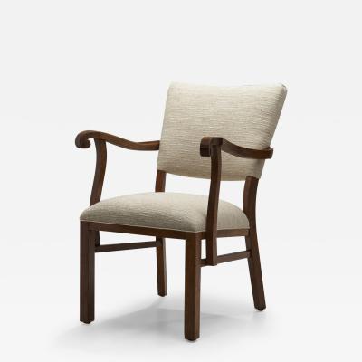 Carved Oak Accent Chair Europe 1930s