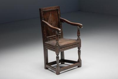 Carved Oak Armchair England 17th Century