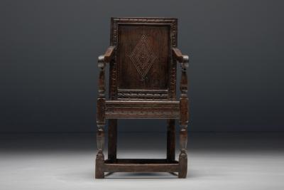 Carved Oak Armchair England 17th Century