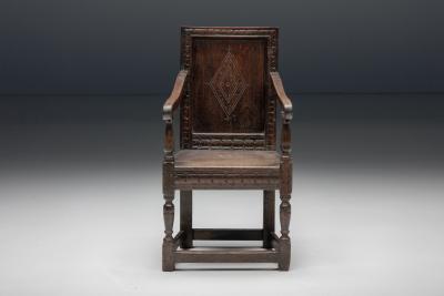 Carved Oak Armchair England 17th Century
