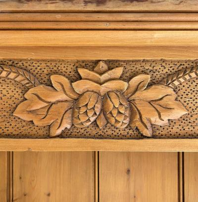 Carved Pine Pine Cone Hanging Wall Cupboard Cabinet With Three Open Shelves