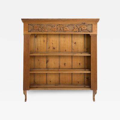 Carved Pine Pine Cone Hanging Wall Cupboard Cabinet With Three Open Shelves