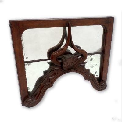 Carved Pine and Walnut Mirror