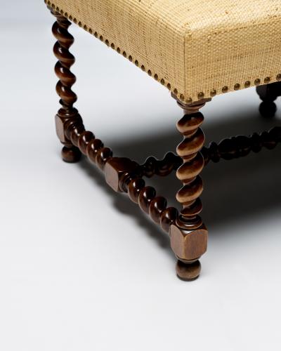 Carved Walnut Barley Twist Stool Europe 19th C