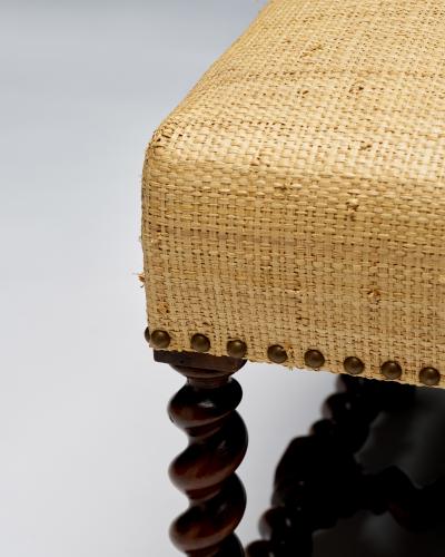 Carved Walnut Barley Twist Stool Europe 19th C