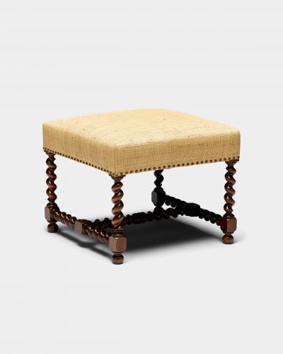 Carved Walnut Barley Twist Stool Europe 19th C